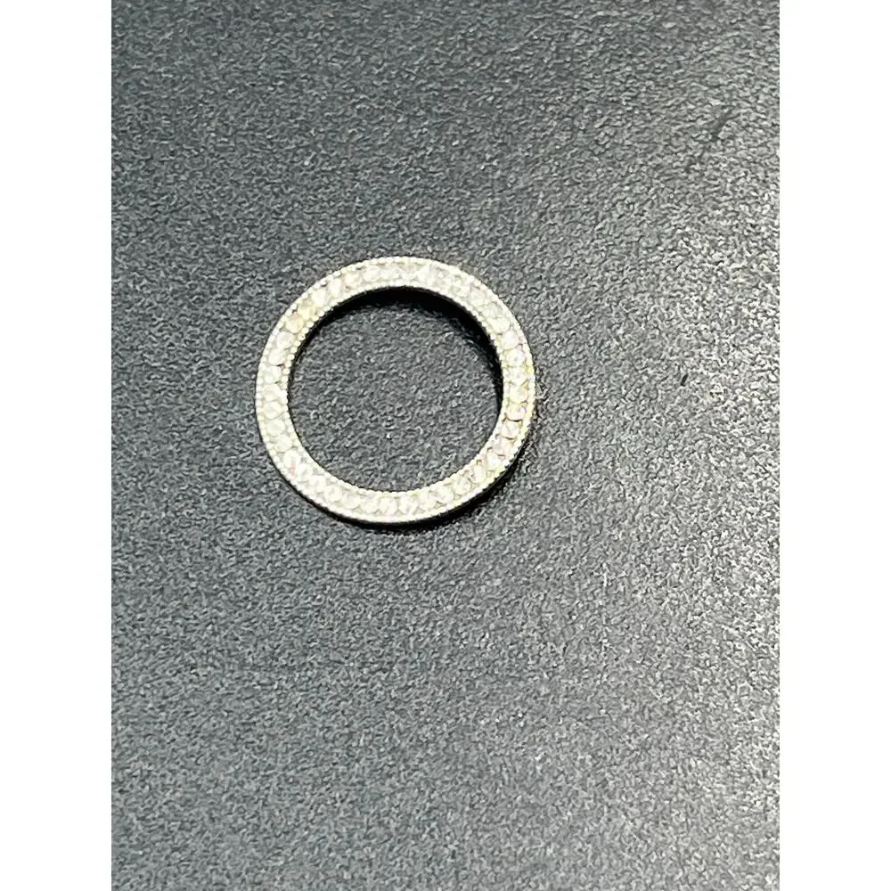 JCM 10k White Gold Round Open Circle Diamond‎ Cut Pendant Stamped